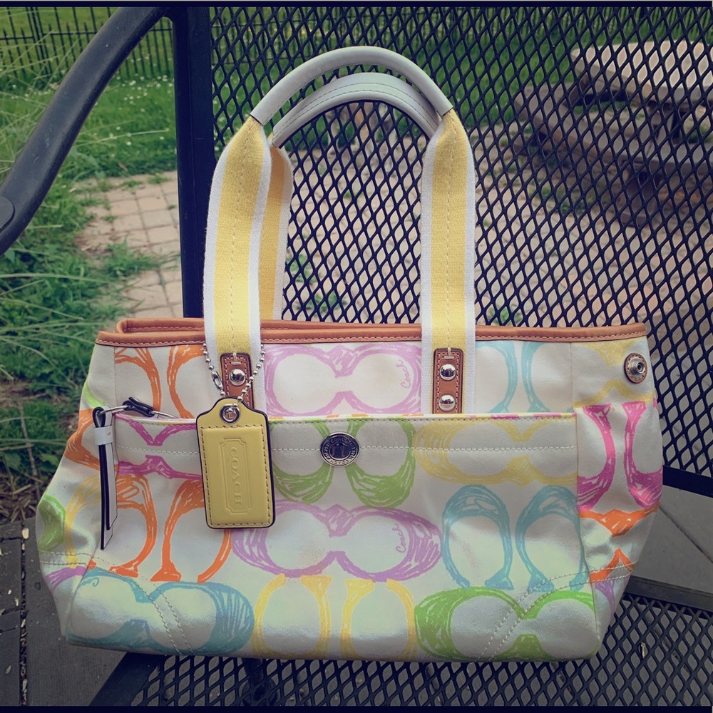 Coach Signature Scribble Tote Purse Handbag EUC